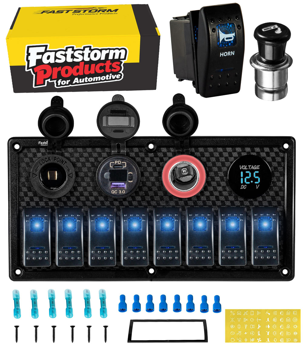 FASTSTORM front panel overview showing all controls and benefits