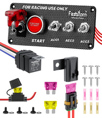 FASTSTORM front panel overview showing switches and LED for organized control