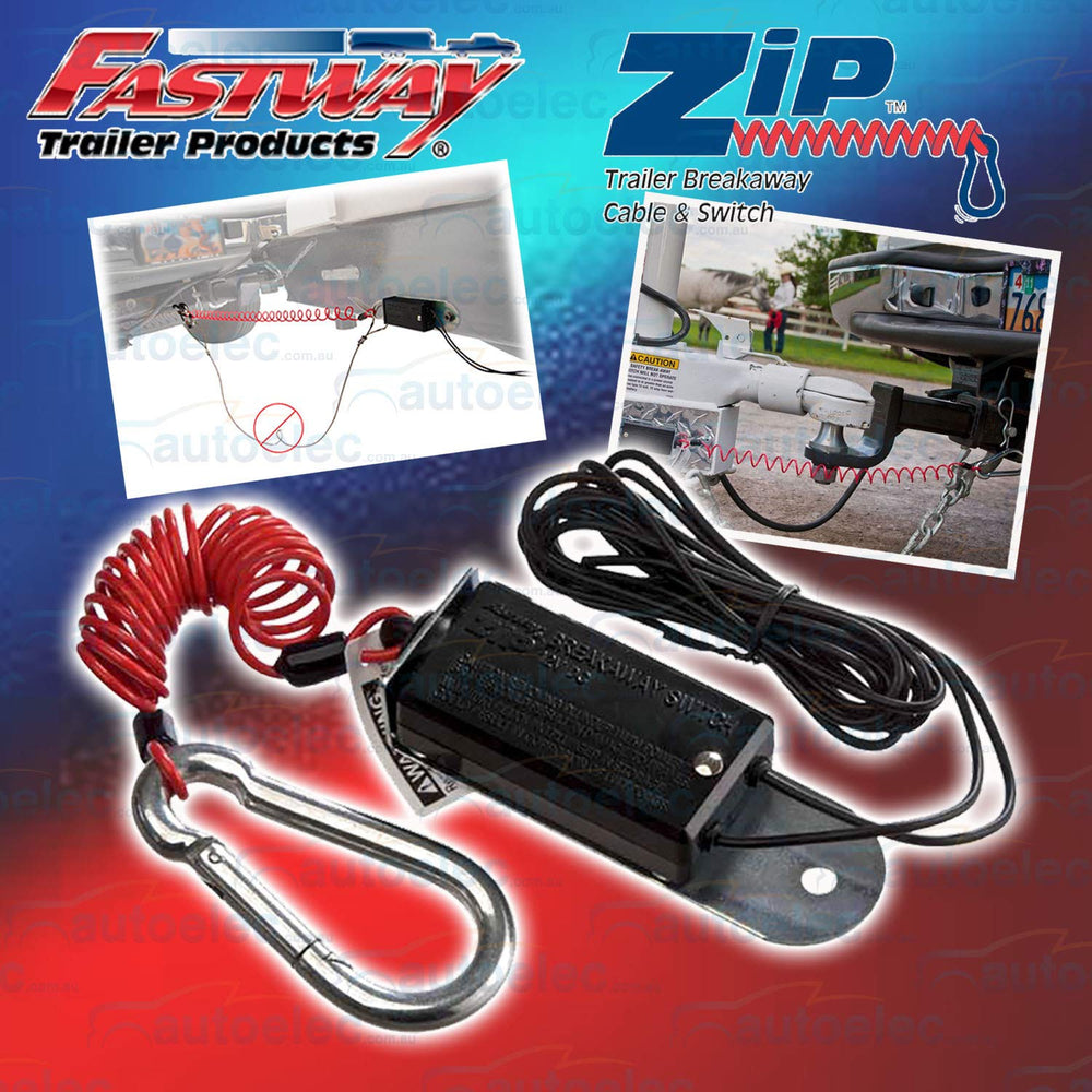 Fastway front view of red 4-foot breakaway cable showing complete unit and benefit of quick identification
