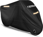 Favoto front view on motorcycle showing full coverage and weather protection