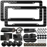 FBJTDQ front view of black flag frame showcasing sleek patriotic styling