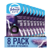 Febreze AUTO front packaging showing Midnight Storm scent and 8-count convenience