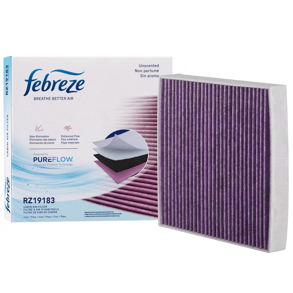 Febreze front packaging showing RZ19183 and unscented benefit