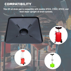 FEICHANGHAO pan positioned under upright oil lift showing compatibility and cleaner workflow