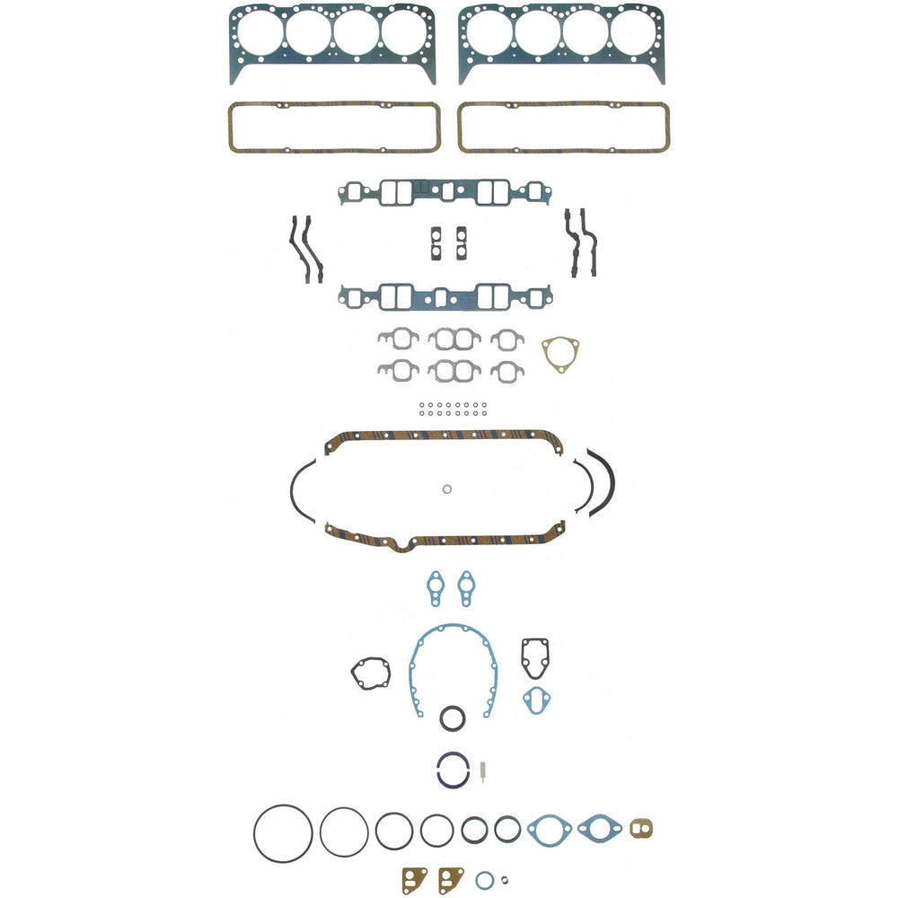 Fel-Pro overhaul gasket set front packaging showing kit contents and fitment benefits