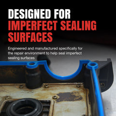 Fel-Pro close-up of molded rubber profile, highlights durable sealing