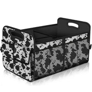Femuar front view cow print showing large capacity and style