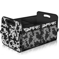 Femuar front view cow print showing large capacity and style