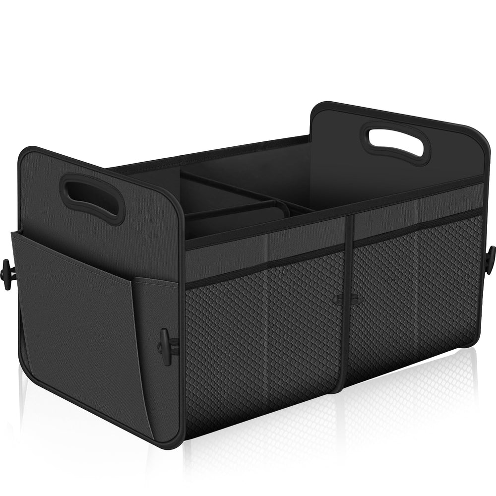 Femuar front view large grey trunk organizer showing roomy interior benefit