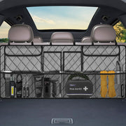 Femuar front view of large trunk organizer showing roomy storage benefit