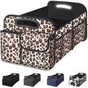 Femuar front view leopard print organizer showing capacity and style