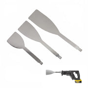 Feqaeqe front view of three stainless blades showing sizes and professional finish