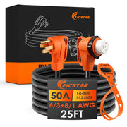 Ficstar front 14-50P plug showing durable molded housing and secure fit benefit