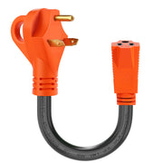Ficstar front view of TT-30P to 5-15R dogbone showing connectors and compact form for easy storage