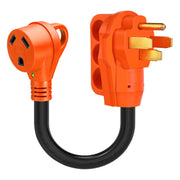Ficstar front view connector showing NEMA 14-50P to TT-30R and easy connection benefit