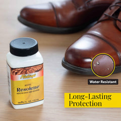 Fiebing's label close-up highlighting directions and clear protective finish benefit