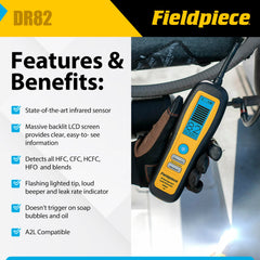 Fieldpiece DR82 flexible probe close-up highlighting reach for tight access points