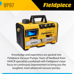 Fieldpiece VP87 connected to an HVAC system demonstrating quick evacuation capability