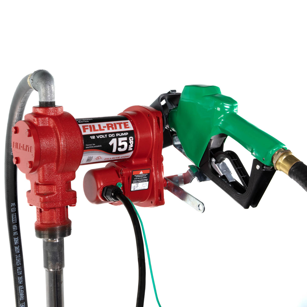 Fill-Rite front view showing pump and included hose for fast fueling