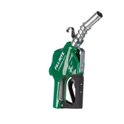 Fill-Rite nozzle front angle view showing green jacket and durable body benefit
