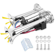 FILTERUP front view of dual trumpets showing bold warning presence