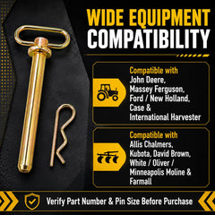Firmusparts hitch pin installed on tractor drawbar demonstrating secure implement attachment