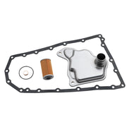 Fitede front view of pan filter and gasket showing complete kit and easy installation
