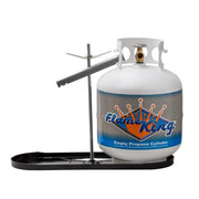 Flame King front view of dual rack showing secure hold and compact footprint