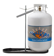 Flame King front view of dual propane tank rack showing stable base and alignment benefit