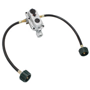 Flame King regulator front view showing compact body and fittings, ensures reliable changeover