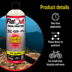 Hand holding FlatOut bottle during easy application and installation
