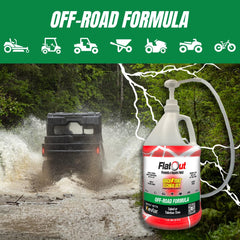 FlatOut QuickStrike being poured into a trailer tire for quick protection