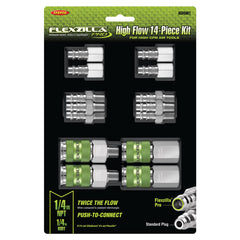 Flexzilla closeup of coupler detail highlighting high-flow port and durable nickel