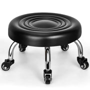 FLOLXNB front view of low rolling stool showing compact seat and stance benefit