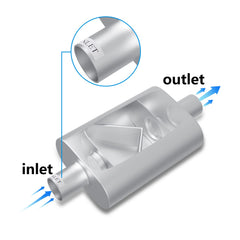 Floshine muffler installed under vehicle demonstrating fit and clearance