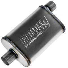 Flowmaster front view showing muffler body and inlet, improved exhaust flow