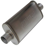 Flowmaster front view showing inlet and outlet, clear fitment benefit