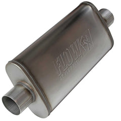 Flowmaster front view showing inlet and outlet, clear fitment benefit