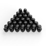 FLYCLE front view of 24 black lug nuts showing OEM-style appearance and secure fit