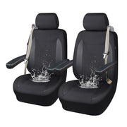 Flying Banner front pair packaging showing included seat covers and benefits