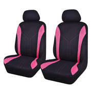 Flying Banner front seat covers full set showing black and pink color and fit