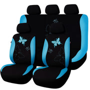 Flying Banner front view of full mint-blue set protecting bench