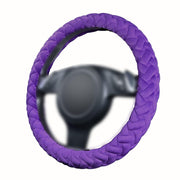 Flying Banner front view of purple steering wheel cover showing style and fit benefit
