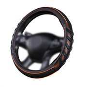Flying Banner front view of steering wheel cover showing sporty orange black look and grip