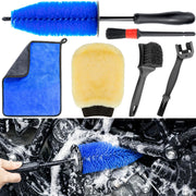focopot front kit layout showing all six tools and towel for organized cleaning