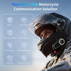 Fodsports FX7 microphone detail showing noise-canceling mic for clearer rider-to-rider voice benefit