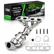 FOMIUZY front catalytic converter kit packaging showing complete contents and benefit of ready-fit