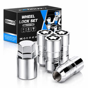 FOMIUZY front view of wheel locks showing kit and chrome finish benefit