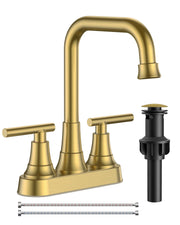 FORIOUS front view of brushed gold faucet showing clean vanity look