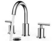 FORIOUS front view of chrome widespread faucet showing polished finish and modern design benefit